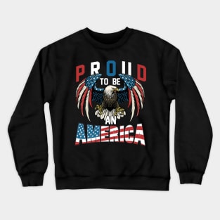 Proud To Be An American Graphic Eagle American Flag Ribbon Crewneck Sweatshirt